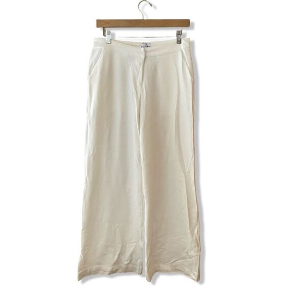 SNDYS Anika Pants in White jersey knit wide leg high rise trousers Revolve New M - Picture 5 of 11